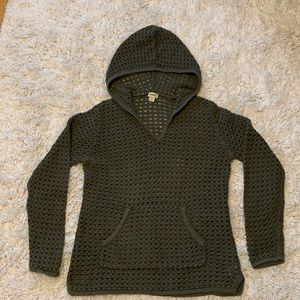 Gander Mtn Army Green colored open knit hooded sweater